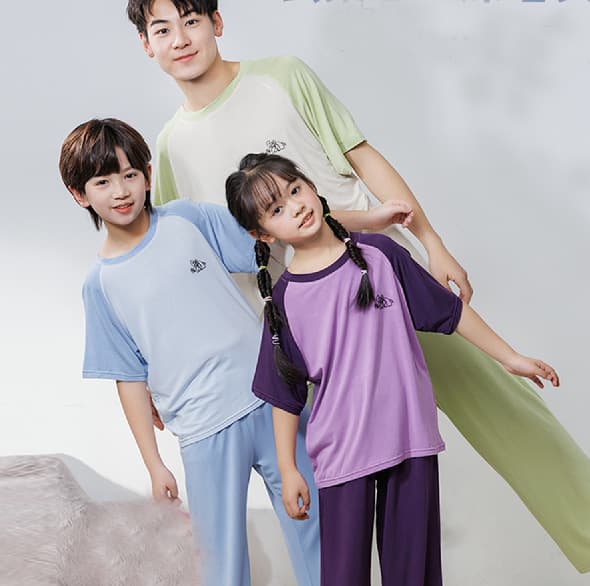 Kids Modal Pajamas Boys Girls Air Conditioning Wear Large Medium Children Short Sleeve Pants Set Youth Home Clothes Summer