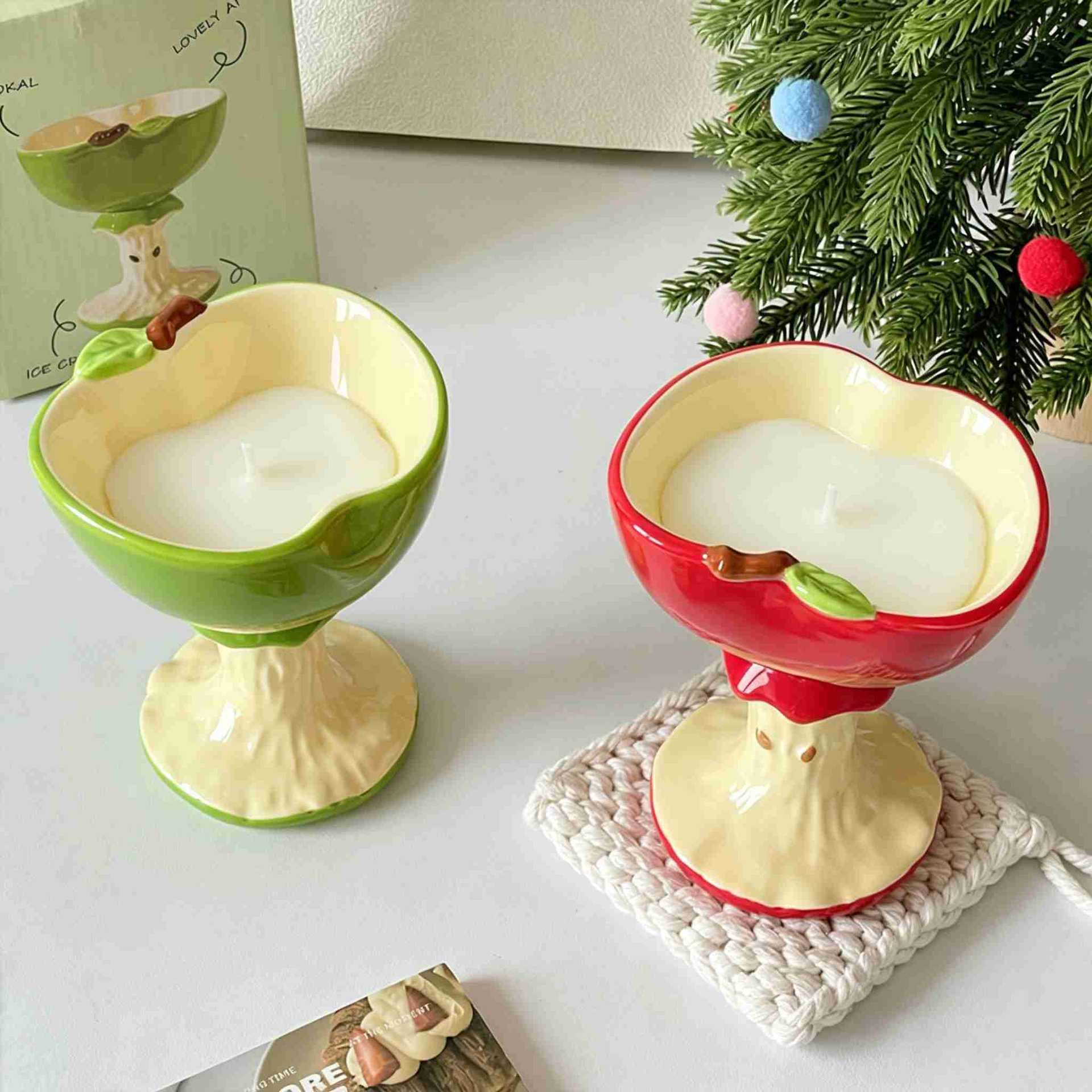 Apple Stem Cup Niche Premium Ceramic Floral Aroma Candle Gift Box for Women, Best Friend Birthday Present