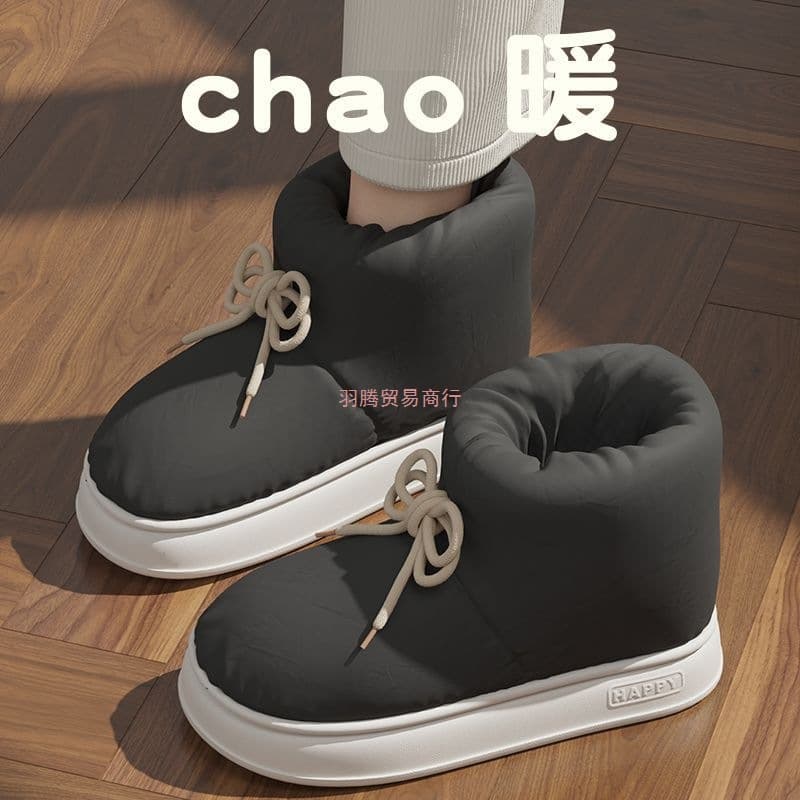Heel-Wrap Cotton Slippers Men Winter Outdoor Wear 2025 New Waterproof Slip-Resistant Fleece-Lined Thick Warm Cotton Shoes Women's Snow Boots