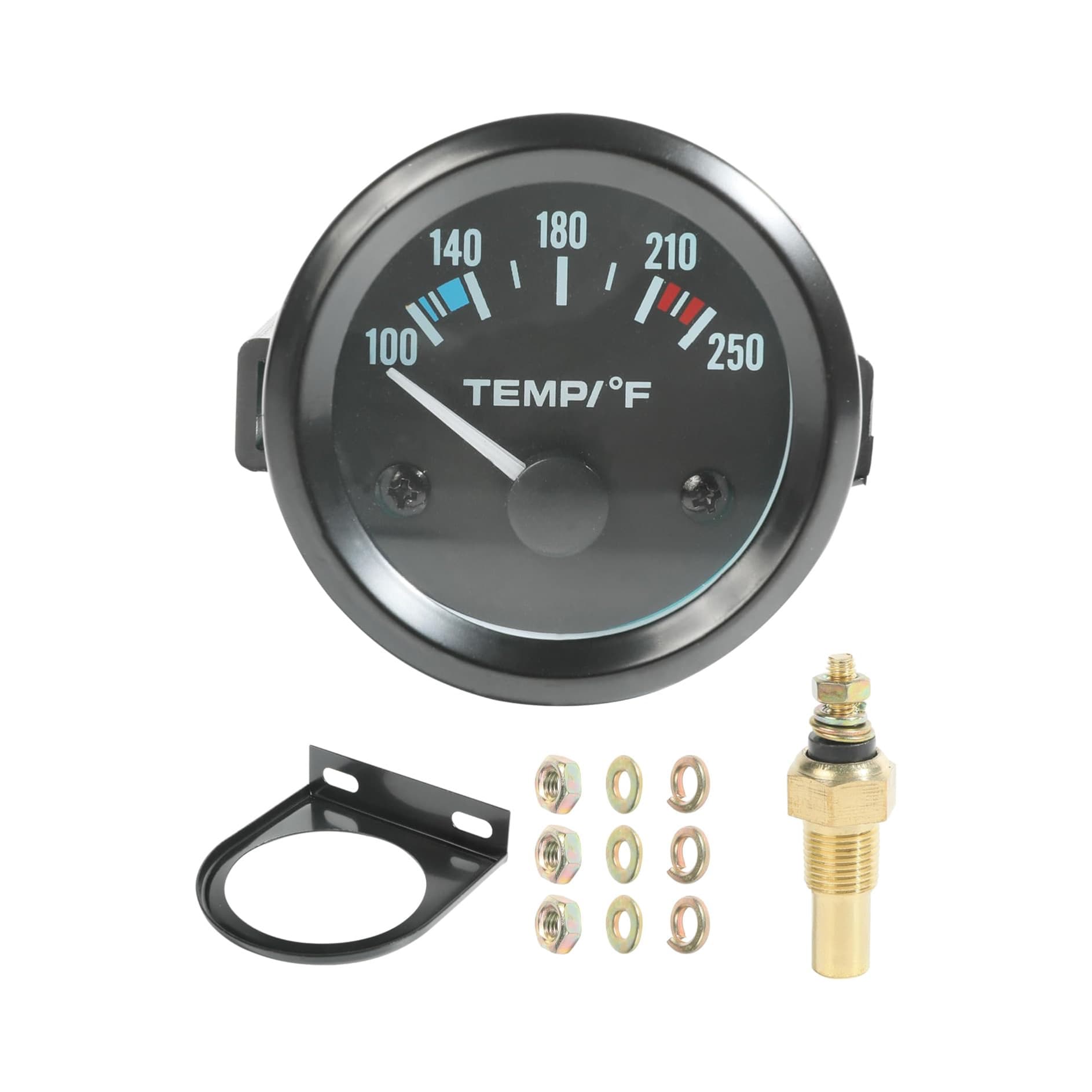 2 Inch 52MM 12V Black Car Water Temperature Gauge Modified Car Gauge Fahrenheit 100-250 with Sensor