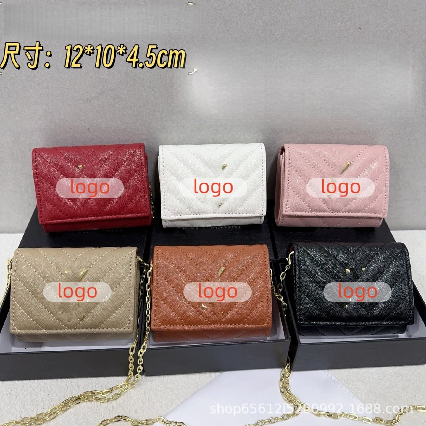 New Export Style Small Wallet for Men and Women, YSL Folding Billfold Vertical Quilted, Korean-Japanese Fashion Chain Accessory Bag