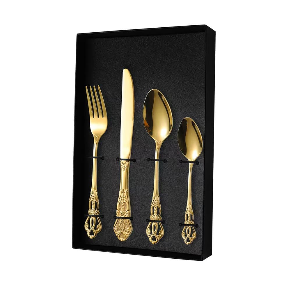 Cross-border Vintage Palace Stainless Steel Cutlery Knife Fork Spoon Western Dining Light Luxury Hotel Home Use Exquisite Wholesale