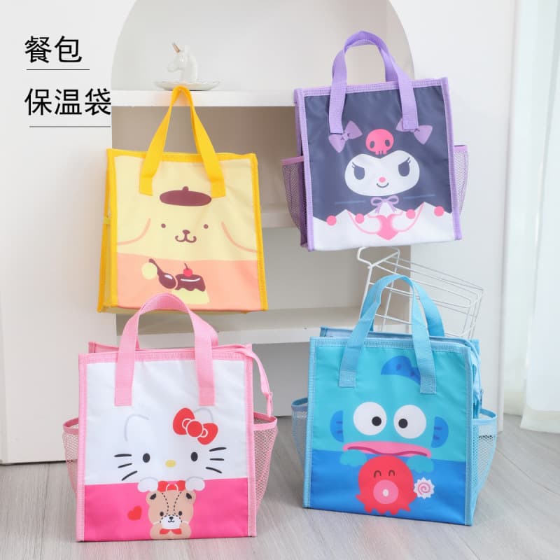 Solid Color Cartoon Large Capacity Foil Insulated Lunch Bag Thermal Bag for Outdoor Leisure, Work Lunch Box Storage, Cold Drinks