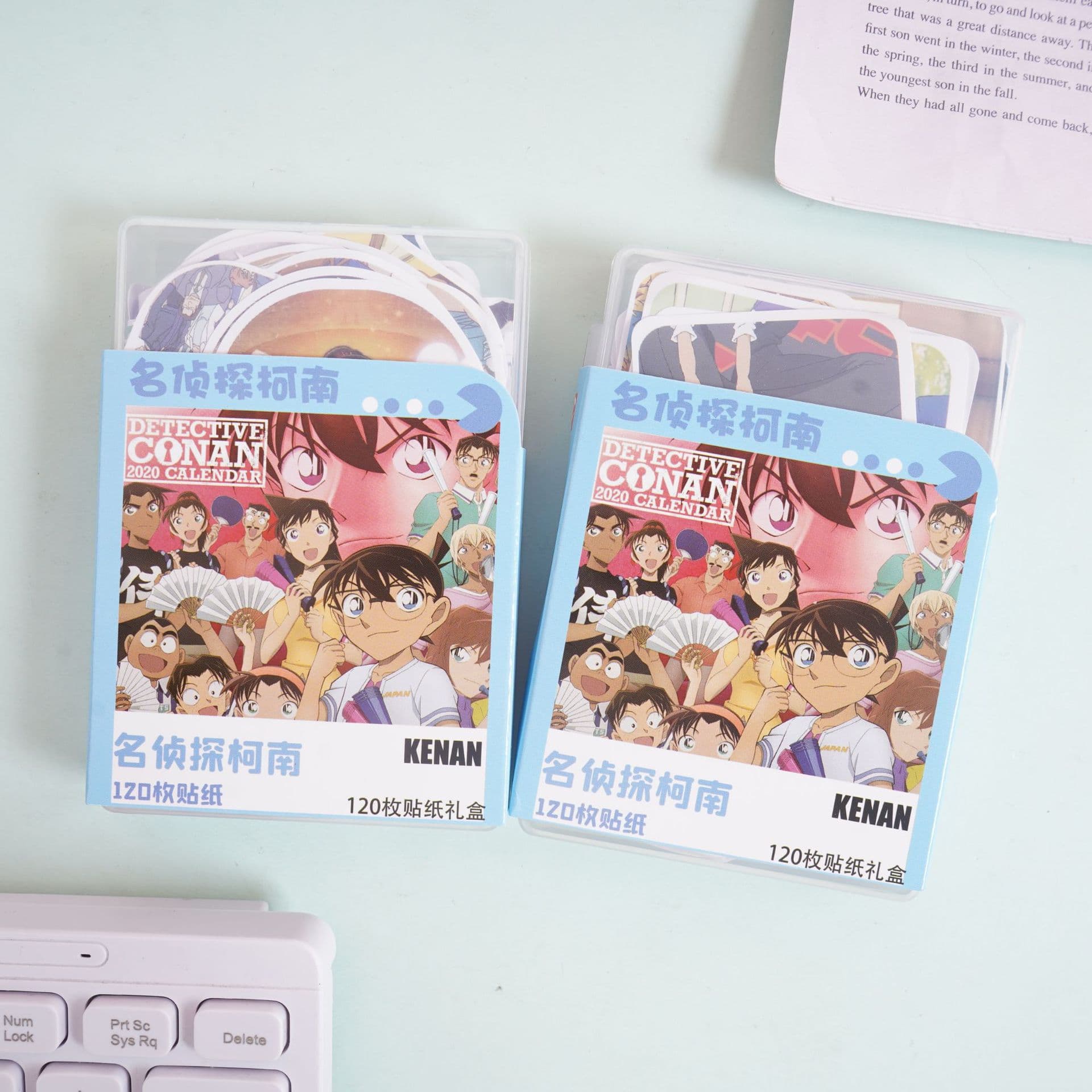 Detective Conan Waterproof Stickers 120 Pieces [Gift Box Set] Non-Repeating Creative Decals for Refrigerator and Luggage