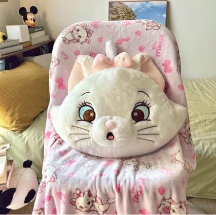 Cartoon Pink Girl Heart Sakura Mary Cat Plush Large Doll Pillow Car Headrest Cushion Air Conditioning Blanket