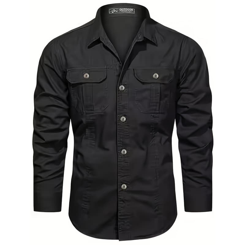 H 59383 Solid Slim Mens Long Shirt solid color slim long sleeve shirt cross-border