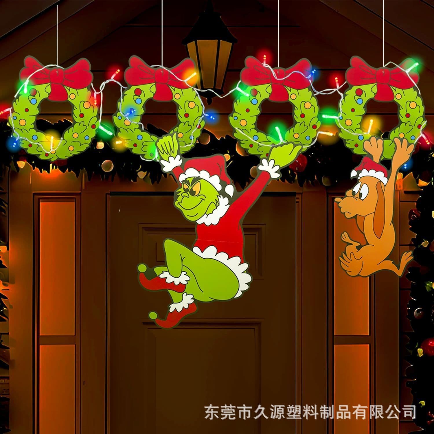 2025 Outdoor Christmas Fence Decoration, Glowing Fence Peek-A-Boo Sign Yard Garden Lawn Wall pp