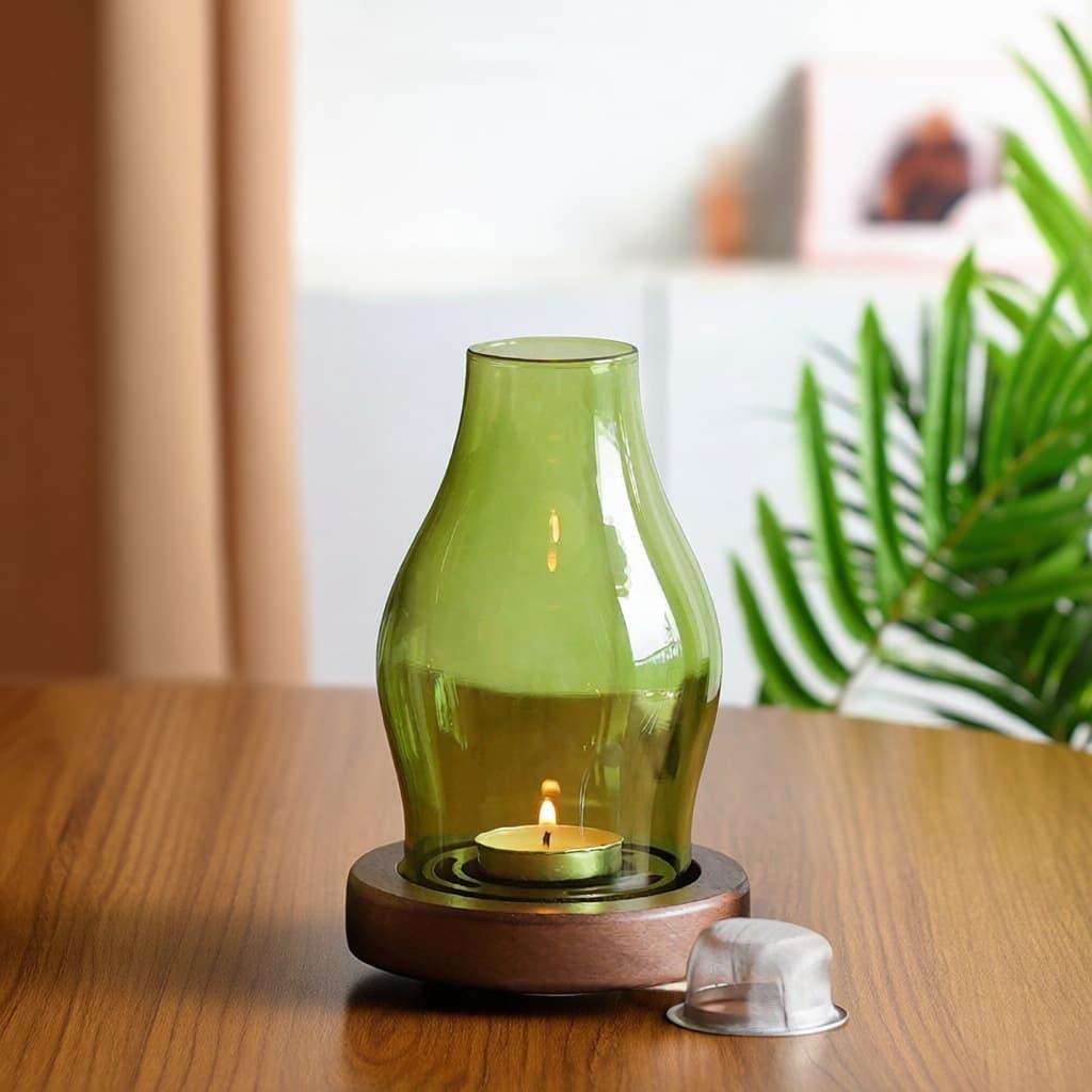 Agarwood Incense Burner Glass Incense Burner Home Sandalwood Natural Fragrance Retro Fireproof Incense Burner Candle Aromatherapy Lamp