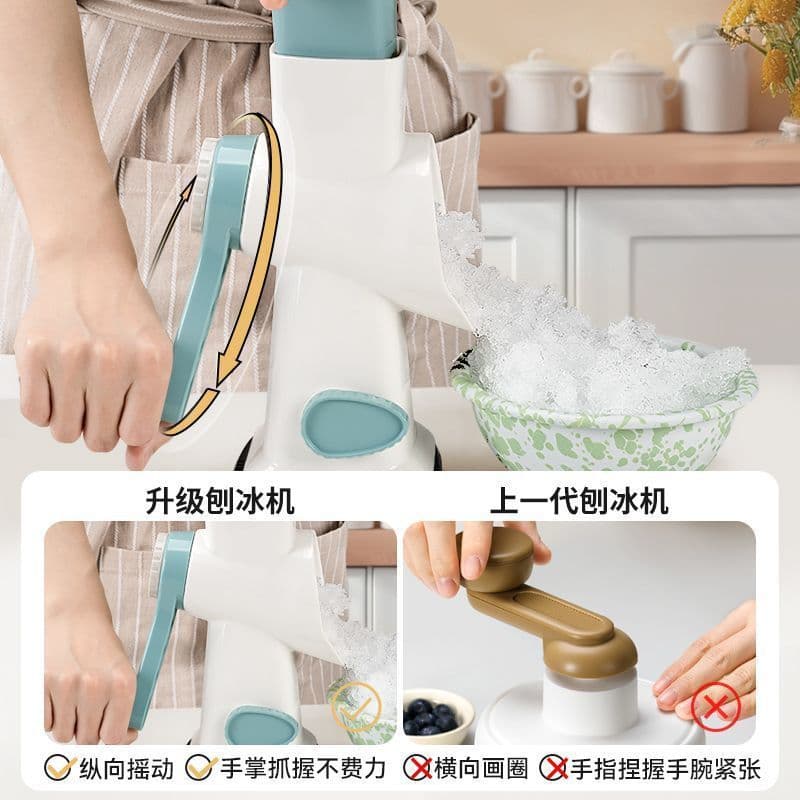 Hand-Crank Ice Shaver and Crusher, Portable Home Ice Maker for Fluffy Snow and Street Vending