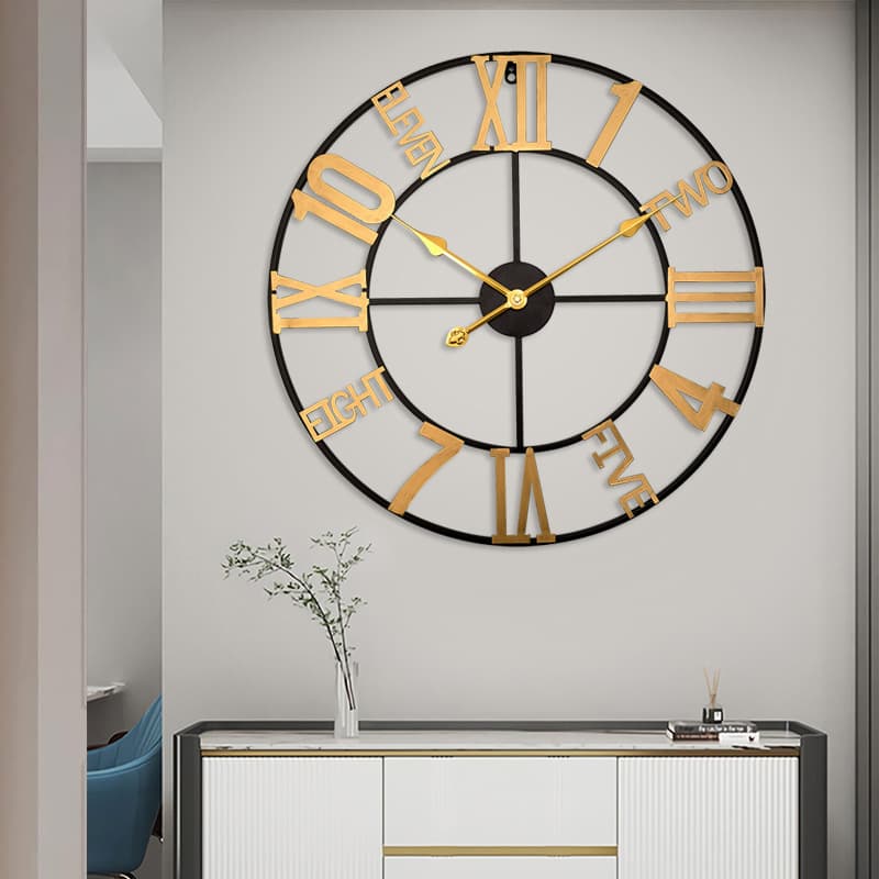 American Vintage Round Iron Silent Wall Clock Creative Cross-border Decorative Clock European Style Wall Clock