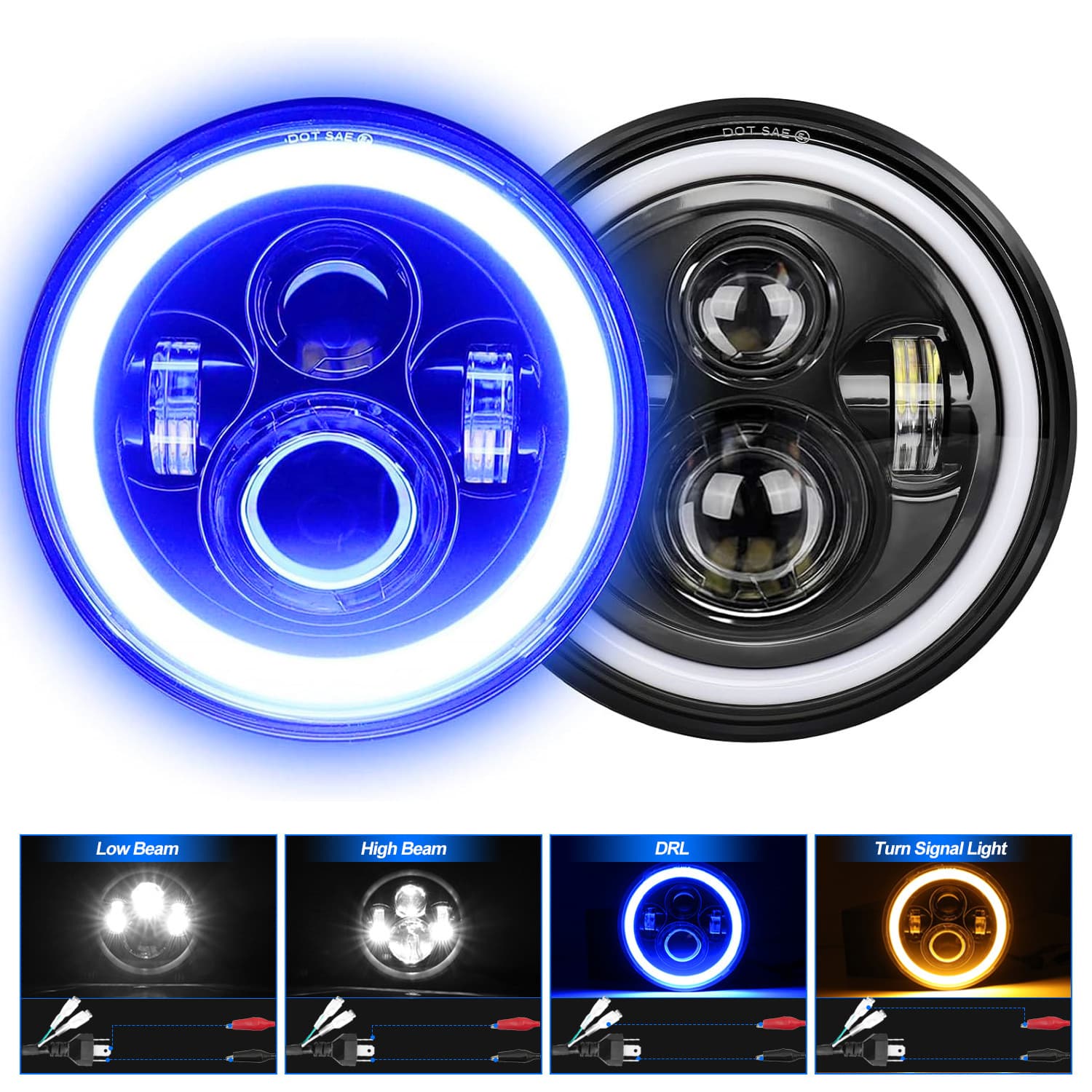 Cross-Border 7inch Wrangler Headlights High-Brightness Car and Motorcycle Headlights Off-Road Vehicle Headlights LED Car Light Modification