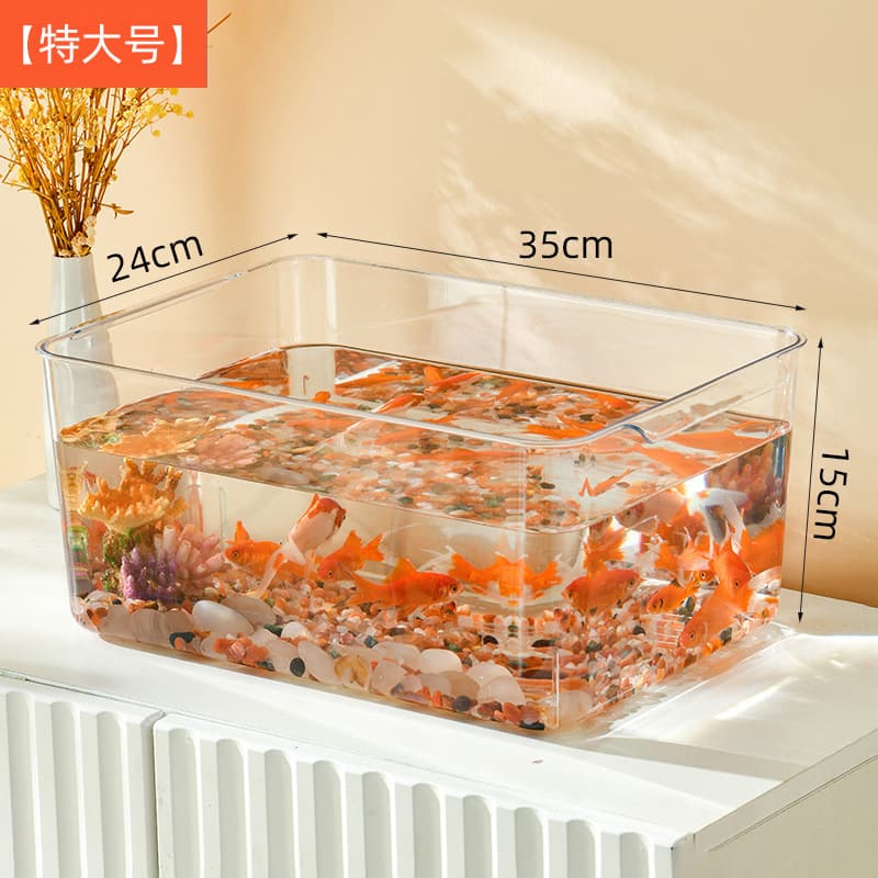 Desktop Fish Tank Living Room Micro Landscape Landscape Aquarium Plastic Transparent Lazy Water Free Ecological Turtle Tank with Lid
