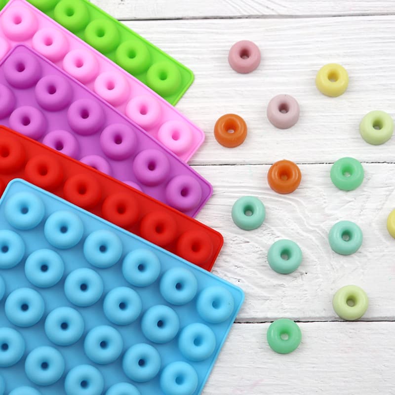 Wholesale 48-Cavity Mini Donut Silicone Chocolate Mold, Handmade Baking Mold, Wax Seal Stamp Mold