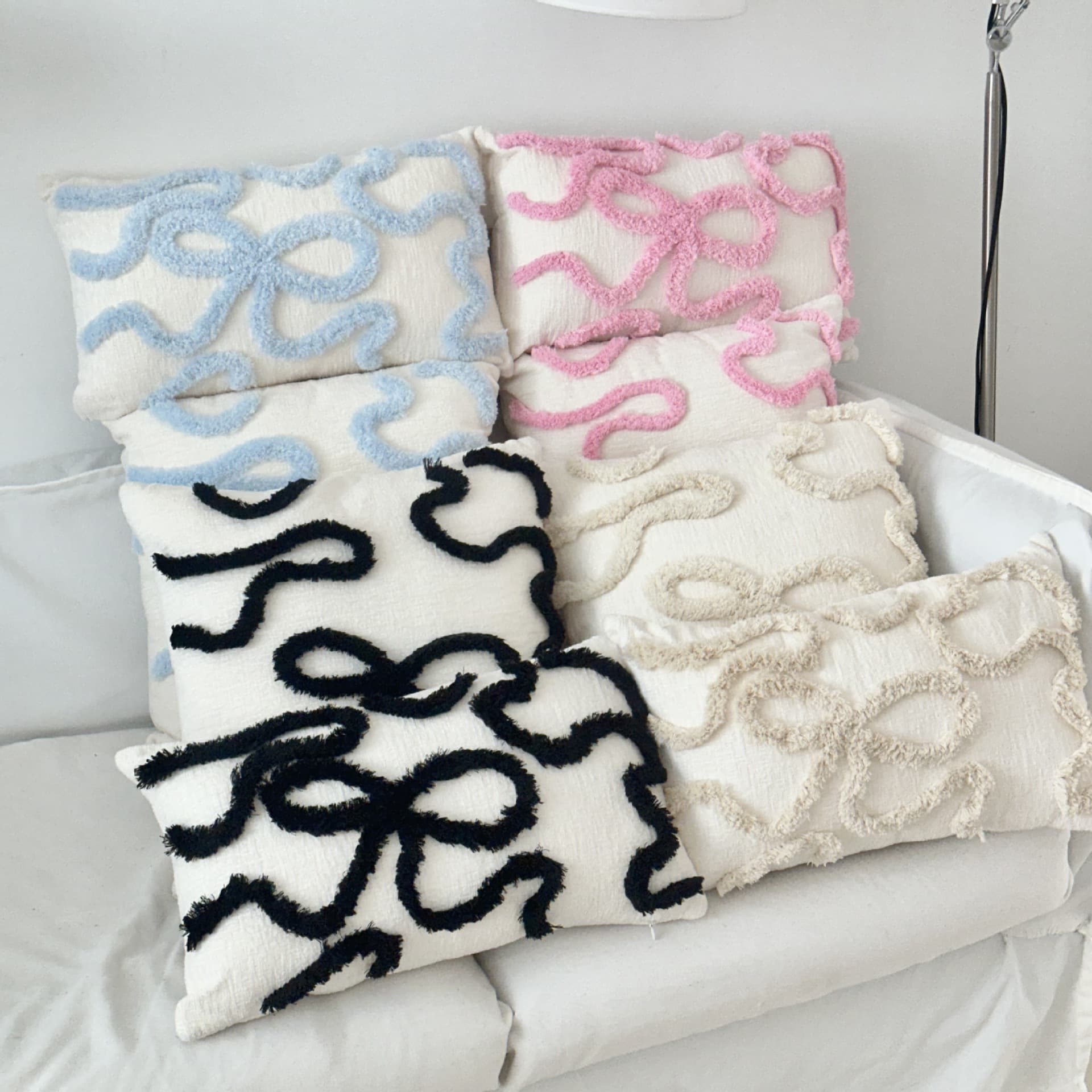 ins style pillow simple bow high-end living room sofa pillow cover bedside bedroom hotel pillow cover