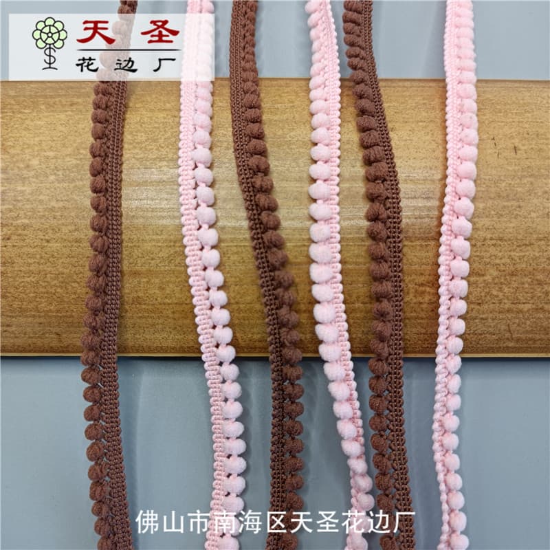 Small Bud Edge Dense Pom Pom Machine Woven Crochet Lace Caterpillar Apparel Accessories Curtain Carpet Lace Trim In Stock