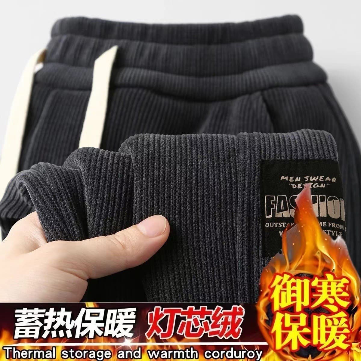 Factory Direct Heavyweight Corduroy Sweatpants Men's Fleece-Lined Thickened Autumn Winter Loose Jogger Casual Pants