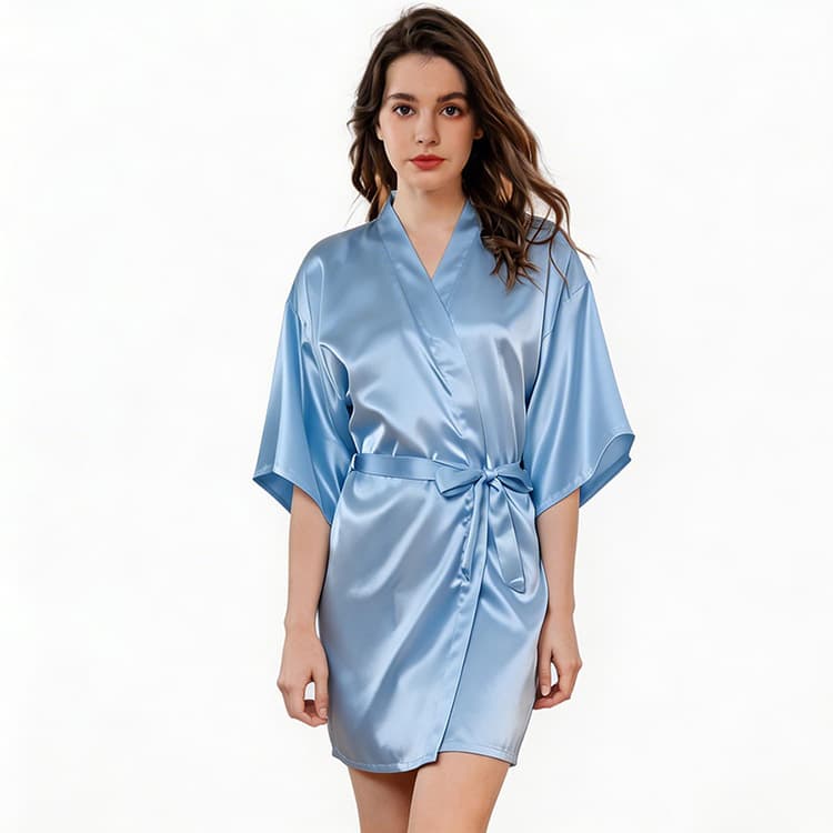 Satin Women's Silk-like Bathrobe Wedding Makeup Robe Thin Open-front Kimono Bride Morning Robe Bridesmaid Kimono
