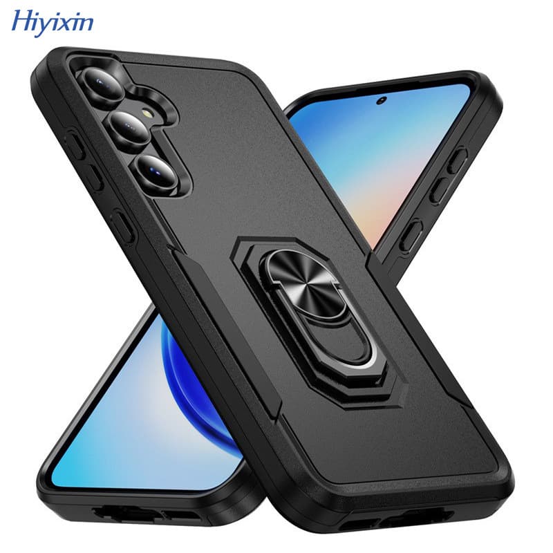 Pioneer Ring Stand Phone Case for Samsung S25 Ultra, Magnetic Car Armor Case for Samsung S24