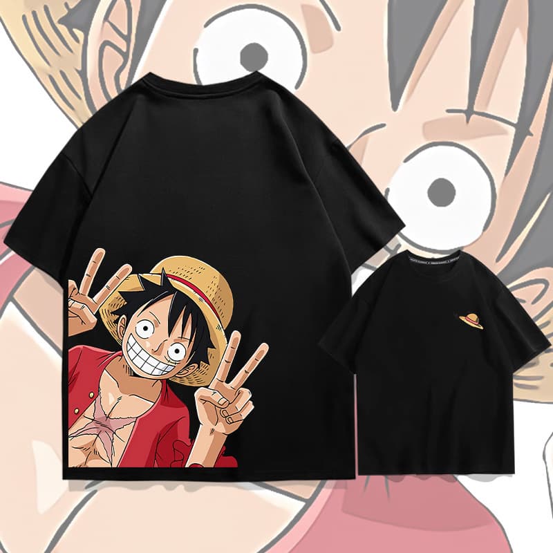 One Piece Luffy Cotton Short Sleeve T-Shirt Summer Youth Student Fashion Brand Japanese Cartoon Loose Half Sleeve