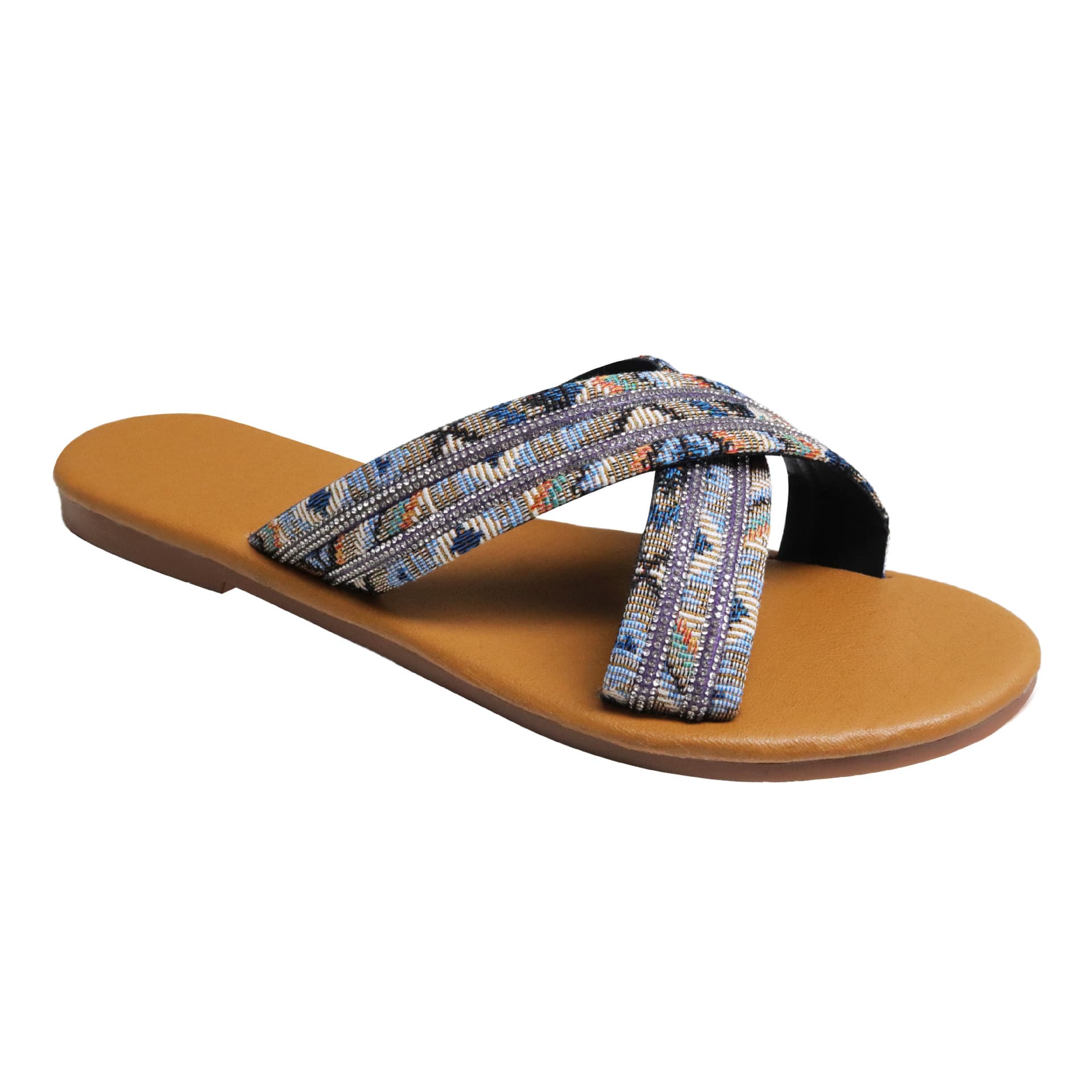 OEM Custom Cross-border Trade Women's Woven Cross-strap Sandals Beach Lightweight Rubber Sole Slippers