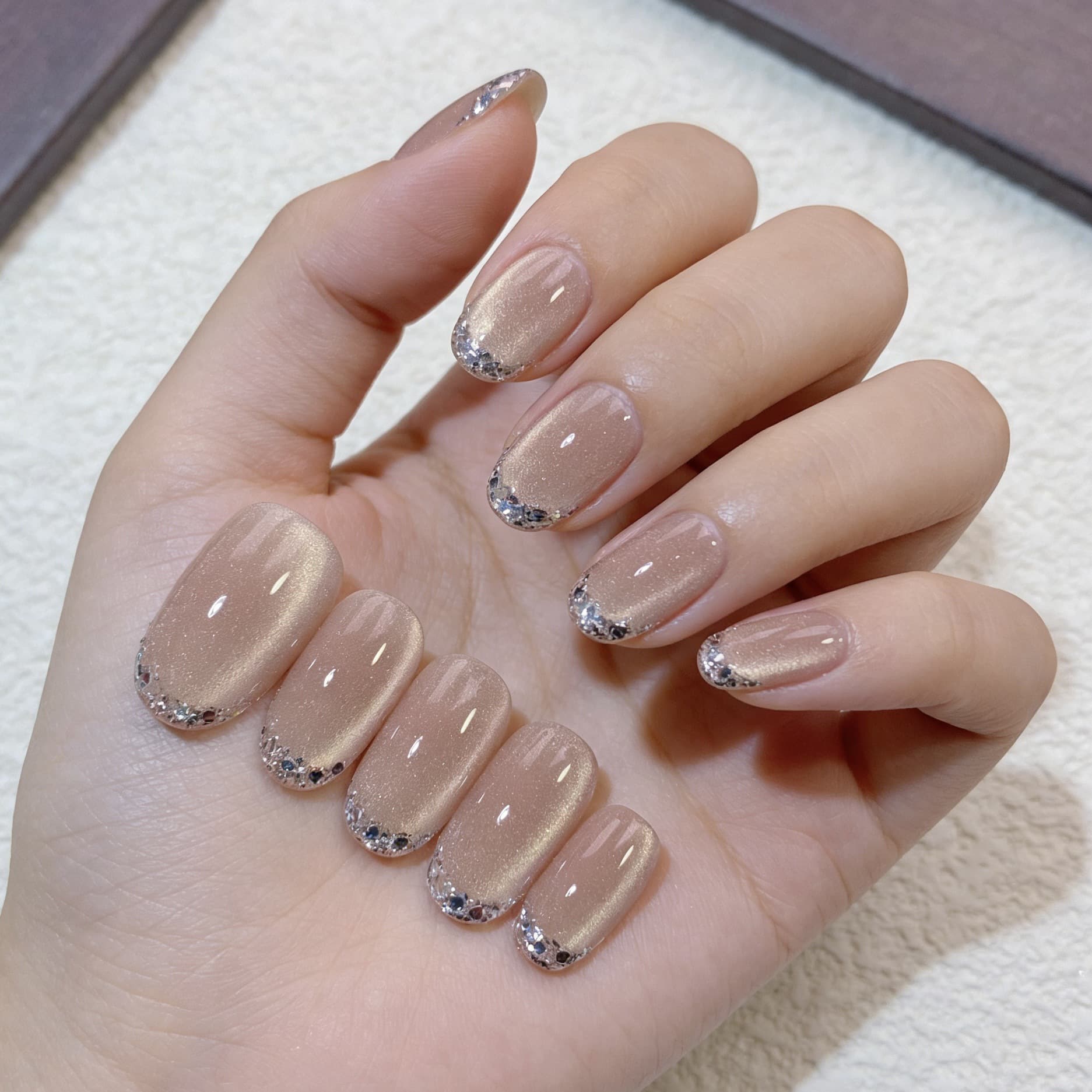 Handmade Nails French Cat Eye New Manicure Pure Desire Blush Removable Nails Handmade Nails Purely Handmade
