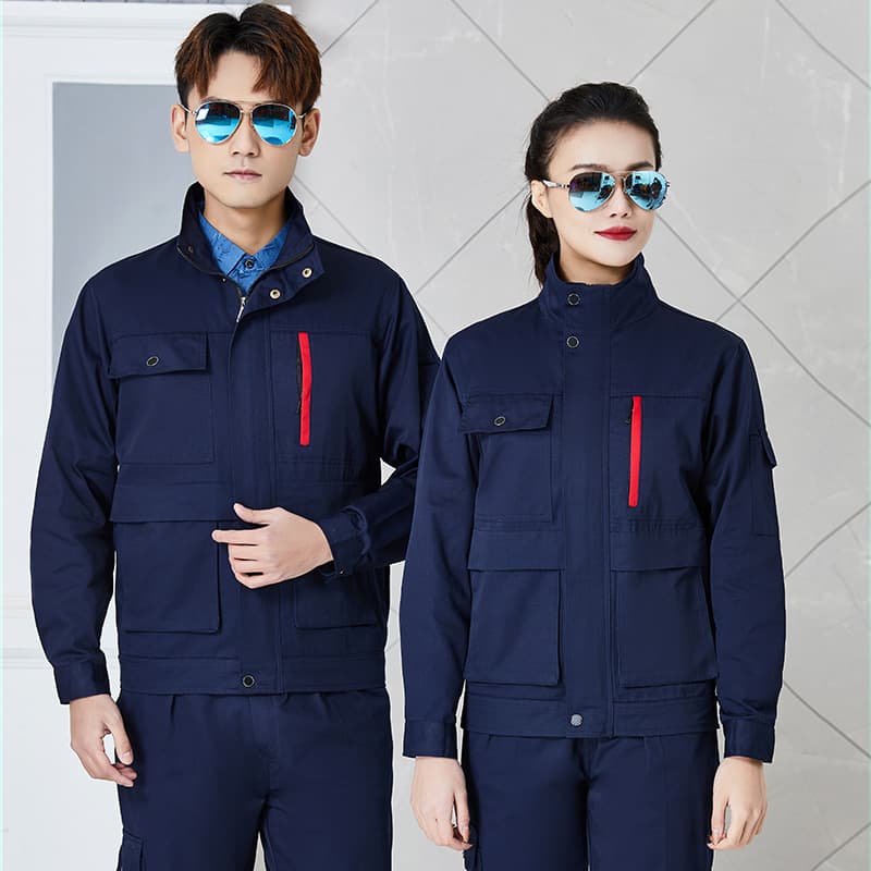 Long-sleeve workwear suit set for men, abrasion-resistant top, CVC fabric, workshop engineering mechanic repair labor protection clothing