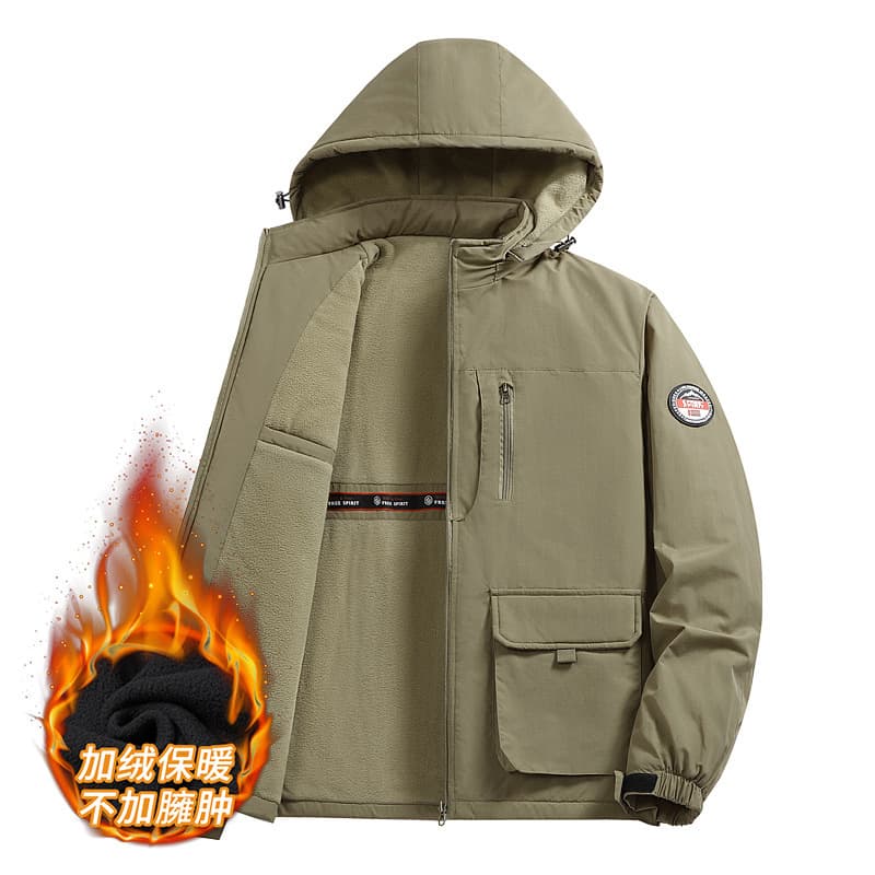 Cross-border M-8XL Plus Size Winter Cotton Jacket New Trendy Fleece Lined Coat Men's Lapel Collar Casual