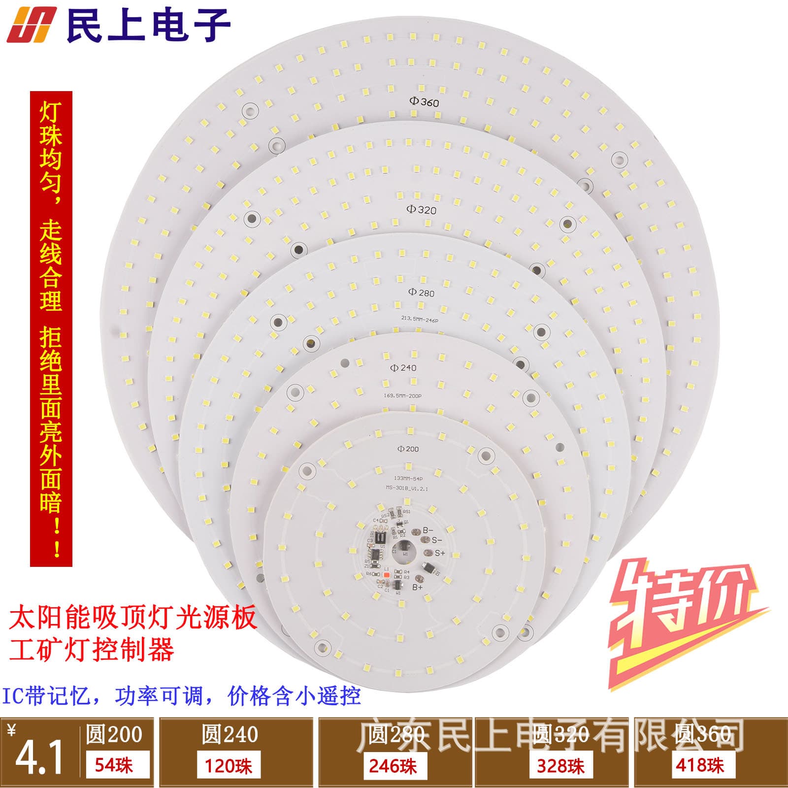 Solar ceiling light source panel industrial and mining light source controller solar circular controller with remote control