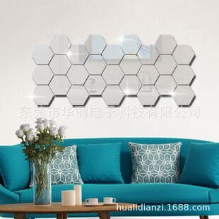 Export hot selling hexagonal mirror wall sticker self-adhesive mirror wall sticker decorative home splicing full-length mirror soft