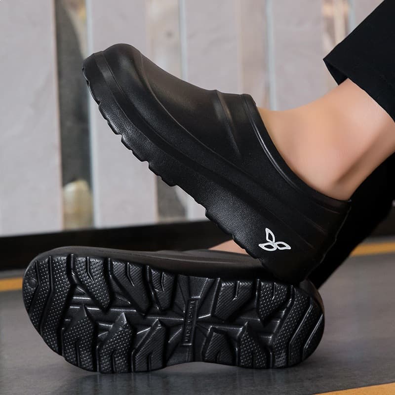 Chef's Shoes Men's Anti-Slip Waterproof Kitchen Black Large Size Labor Safety Shoes Thick Sole Ladies' Work Toe-Toe Slippers