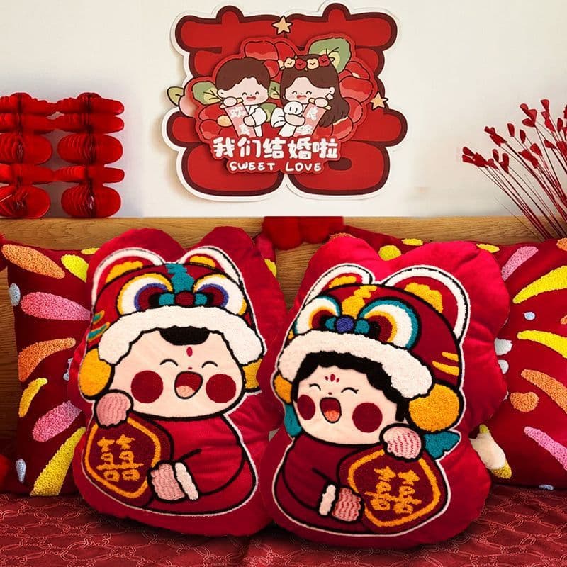 Newlywed Dowry Pair of Bed Pressing Dolls, Wedding Auspicious Babies New Style Room Golden Boy Jade Girl Celebration Cute Gift