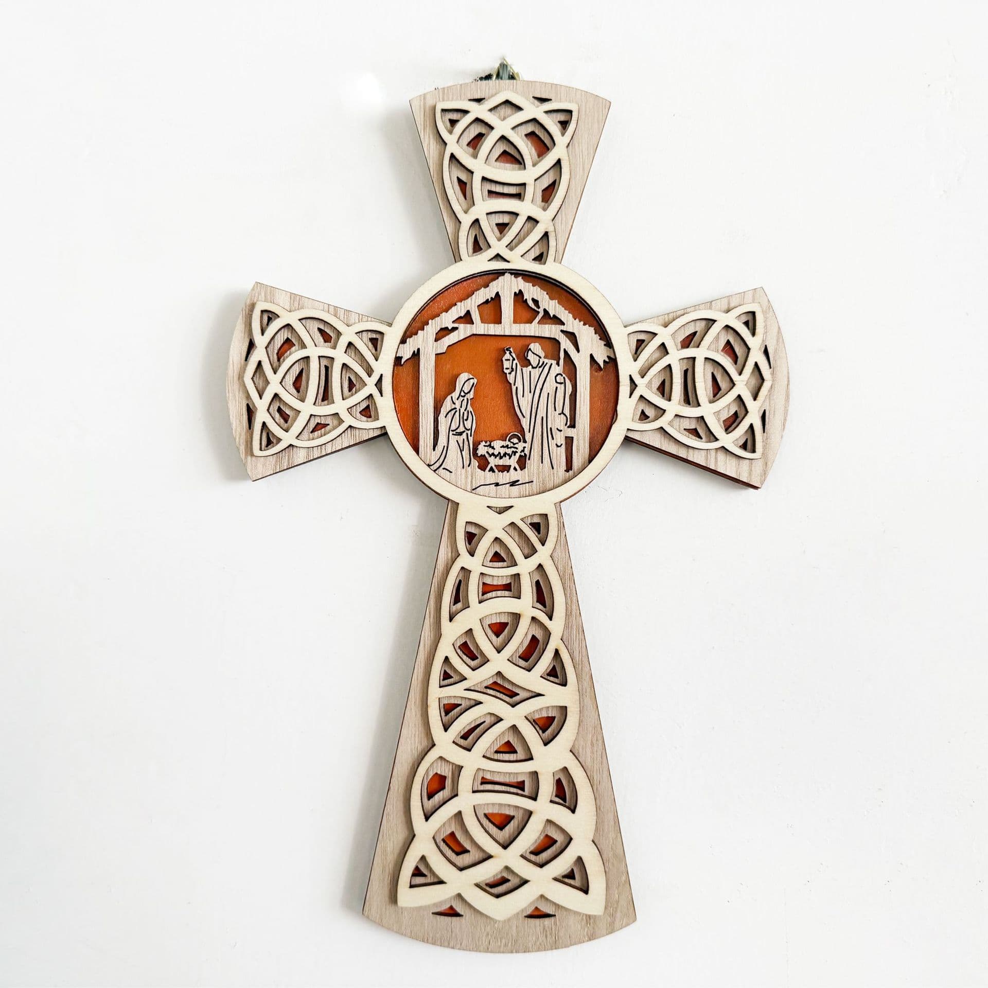 New Christmas Wooden Craft Wooden Christmas Cross Pendant Home Christmas Tree Window Decoration