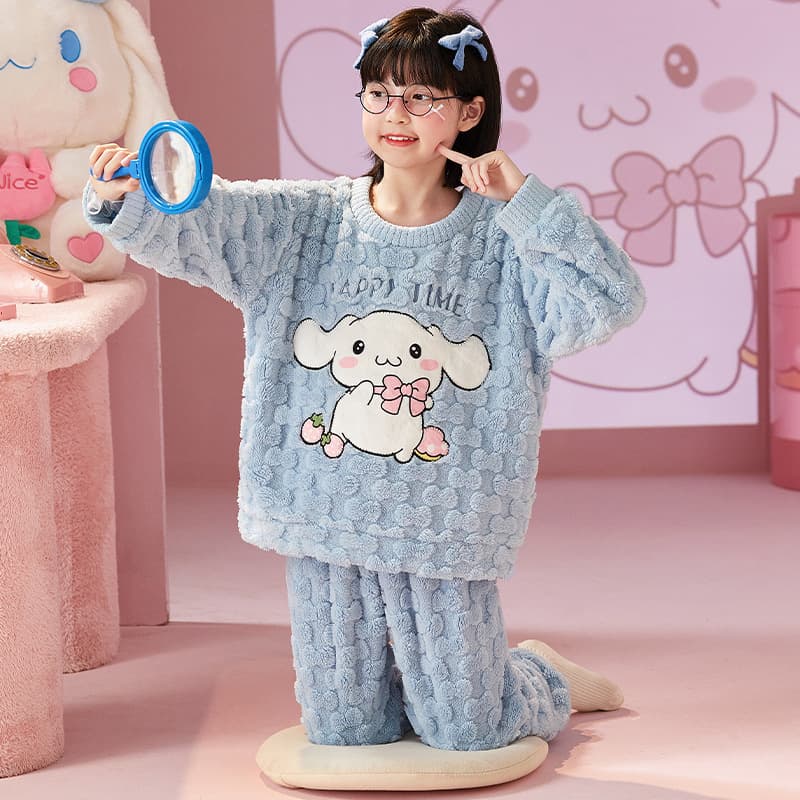 Girls Flannel Pajamas Autumn Winter Kids Sleepwear 2024 Baby Coral Fleece Thick Homewear