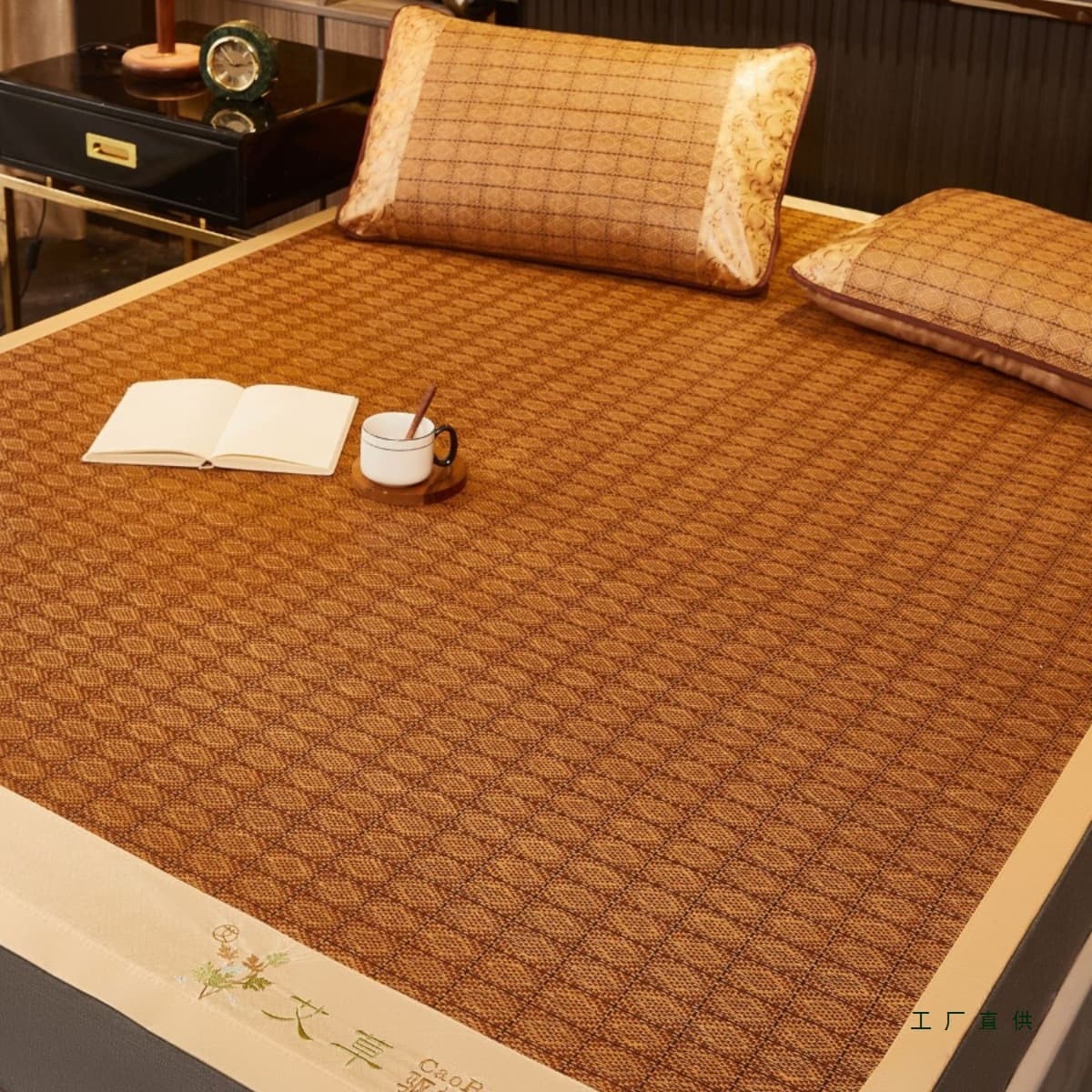 Summer Cooling Mat for Girls 1.8m Bed Single Dormitory Student Straw Mat Foldable Soft Ice Silk Mat 3-Piece Set Home Use