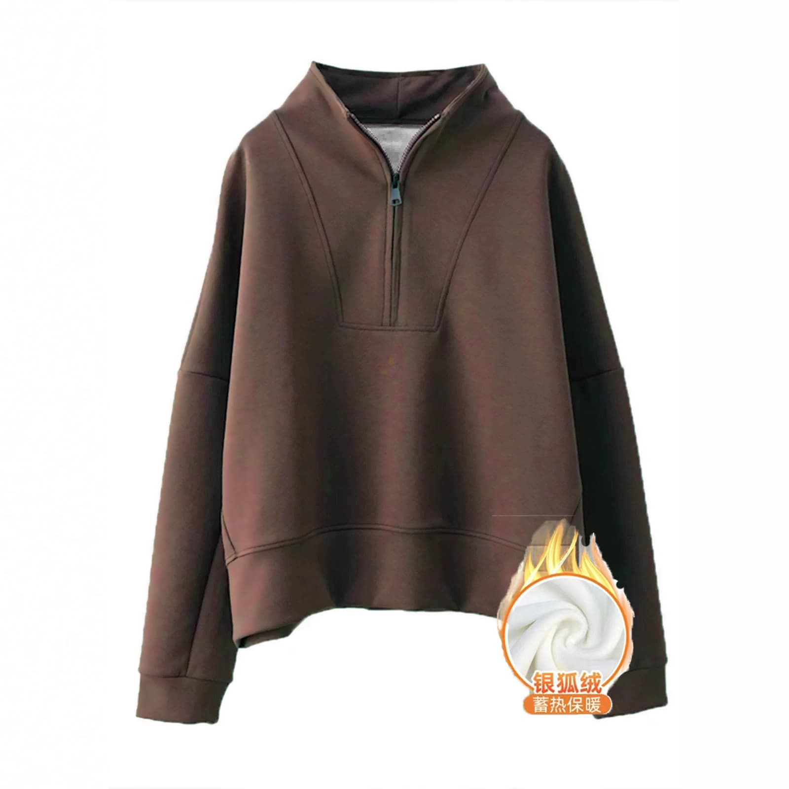 Stand Collar Half-Zip Sweatshirt for Women Autumn Winter Fashionable Long Sleeve Pullover Casual Top Loose Plus Size