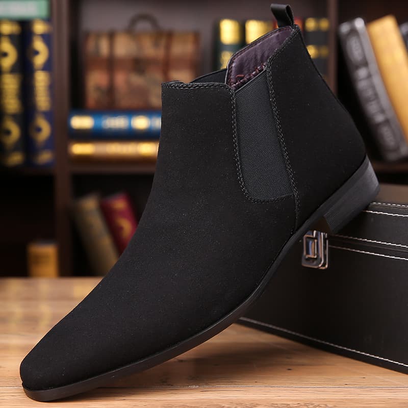 Cross-border Men's Casual Leather Shoes New High-Top Outdoor Wear Premium Pointed Toe Fashion Versatile Slip-on Trendy Drop Shipping