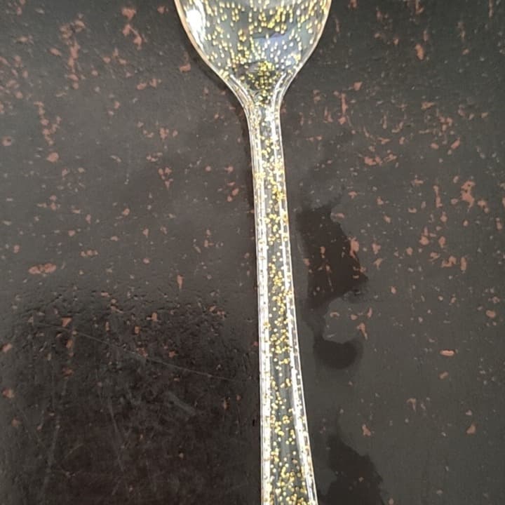 Disposable plastic spoon gold powder spoon silver powder fork glitter fork and spoon tableware set 12.8CM dessert spoon