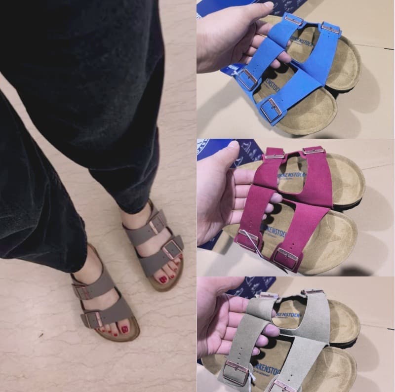 Summer Women's Soft Sole Blue Letter Flat Heel Slippers, Adult Slippers, Cork Sole Sandals, Beach Shoes, Men's Slippers