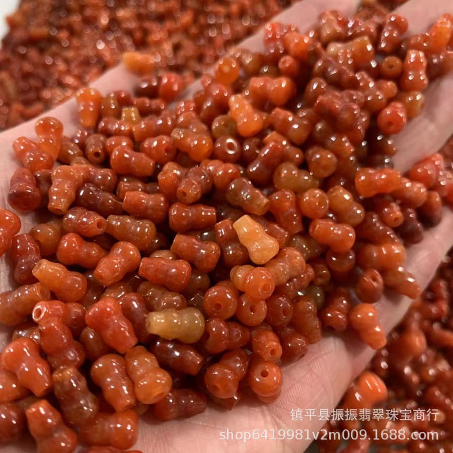 Jadeite burnt red jade 6×9mm small gourd loose beads wholesale diy jade accessories jade bracelet necklace accessories wholesale