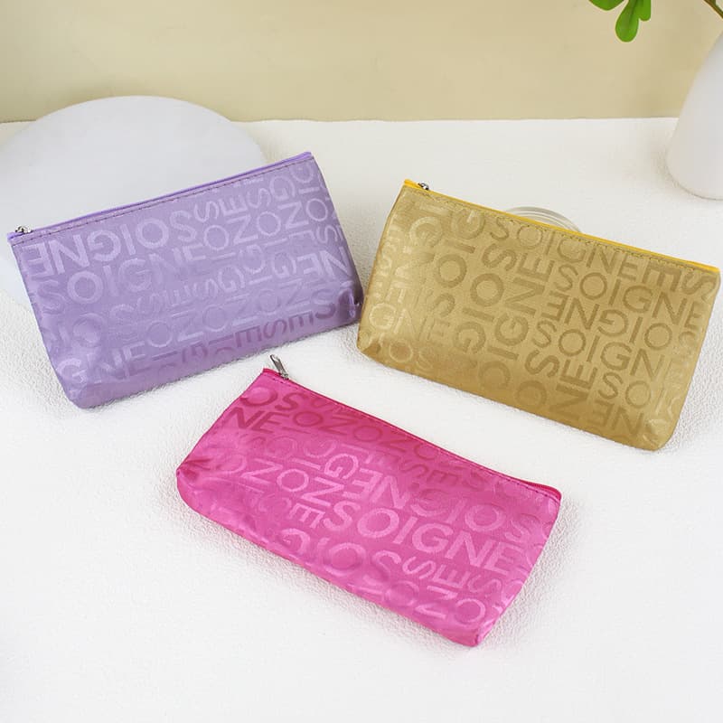 Korean style casual letter jacquard cosmetic bag, horizontal square clutch, women's toiletry bag
