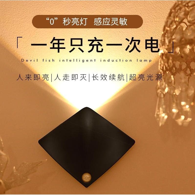 LED Rechargeable Energy-saving Night Light Household Automatic Human Sensor No Plug-in Bedroom Wall Light for Night Use