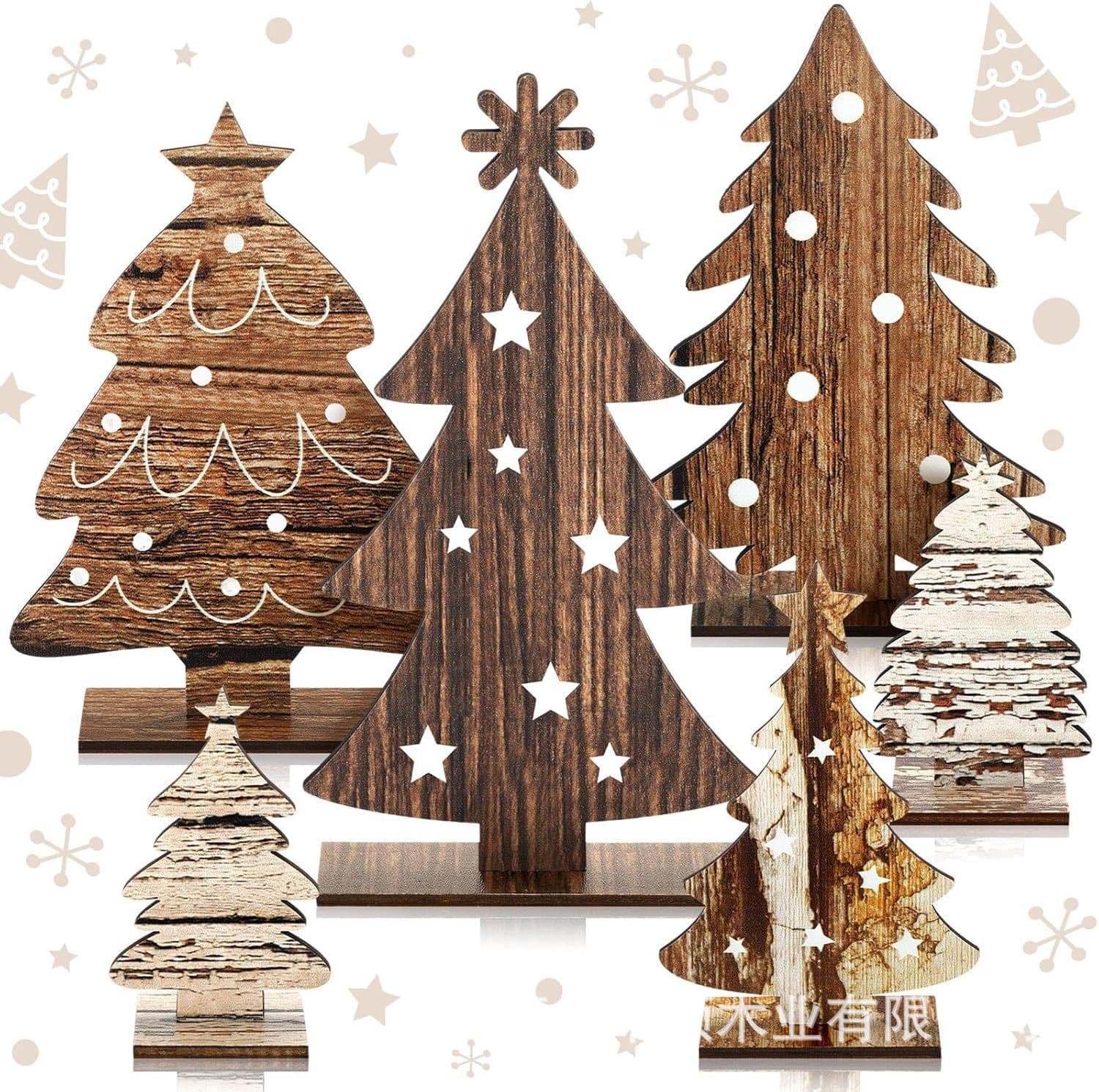 Christmas wooden Christmas tree table decorations coffee color home decoration crafts holiday party atmosphere decoration
