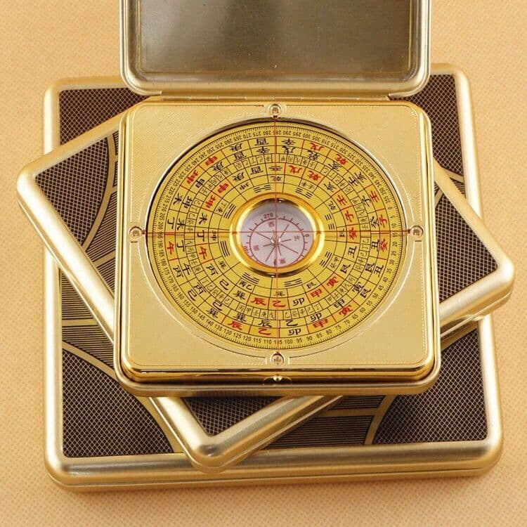 Feng Shui Compass San Yuan San He Integrated Bagua Plate Square with Cover Portable House Protection Ornament Magnetic Field Energy