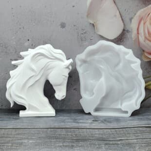 X1537 Horse Head Figurine Decorative Cement Plaster Mold DIY Silicone Mold