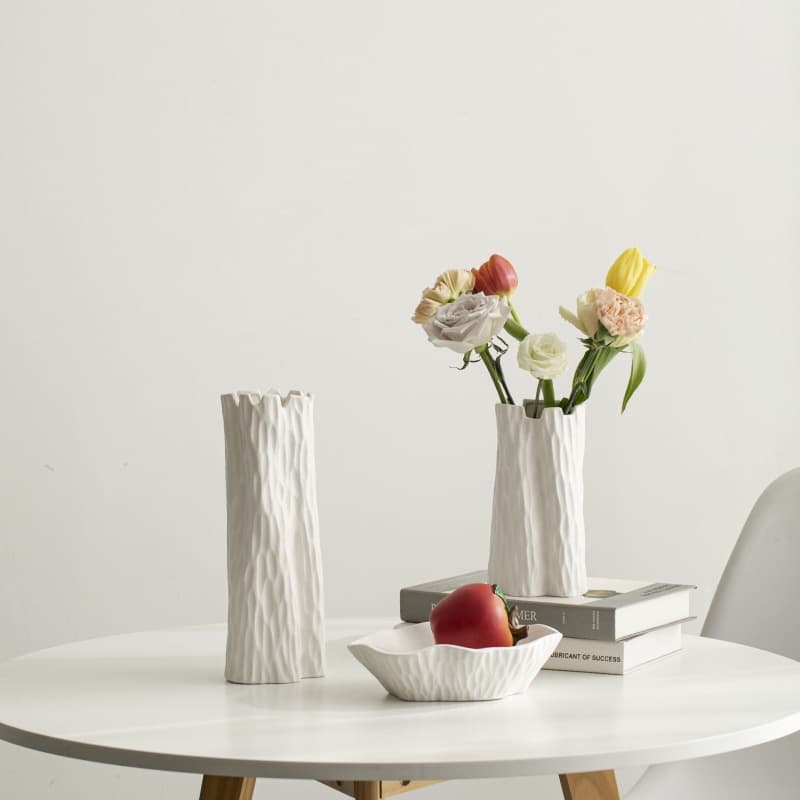 Modern Minimalist Ceramic Creative Tree Stump Vase Home Flower Arrangement Living Room Fresh Decorative Ornament