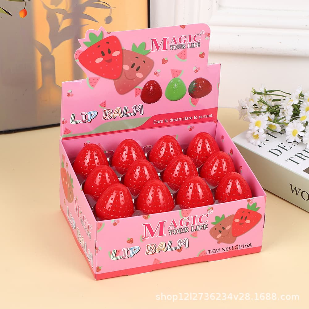 Strawberry Lip Balm – Reduces Lip Lines, Fades Lip Color, Moisturizes, Prevents Dryness and Cracking, Soothes, Hydrating Fruit Lip Balm