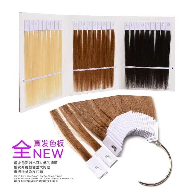 Real Hair Salon Color Ring Swatch Hair Dye Testing Ring Waxing Practice Ring Hair Bundle Color Card Bleaching Dye