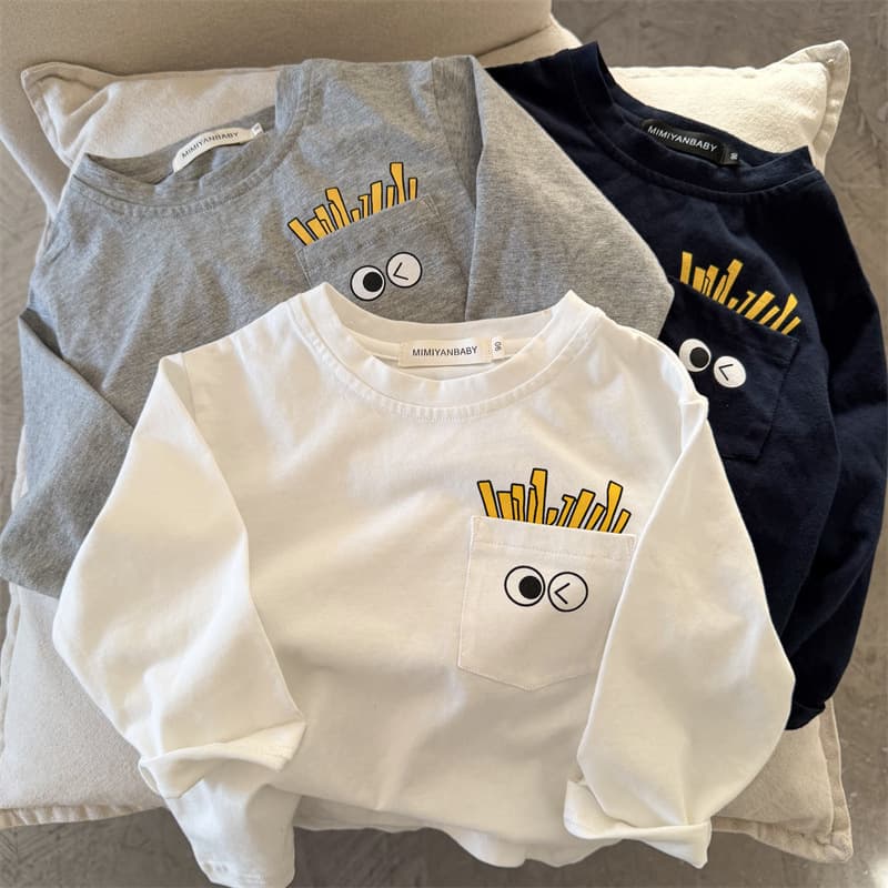 Zhili Kids Long-Sleeve T-Shirt 2026 Fall New Arrival Cartoon Pocket Long-Sleeve Tee, Baby Basic Undershirt for Boys and Girls