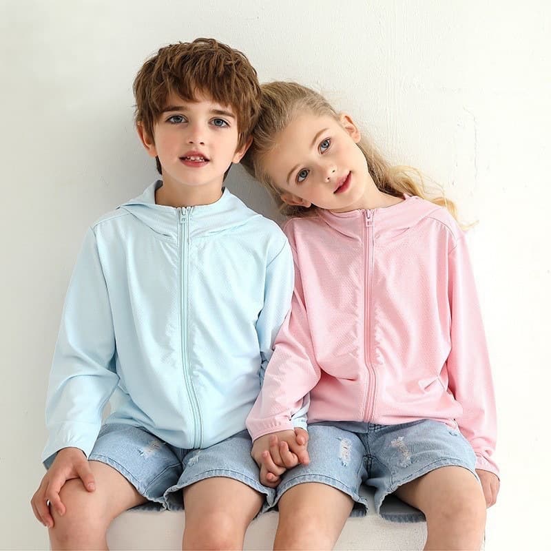 Kids UV Protection Clothing Summer Skin Clothes Boys Girls Anti-Uv Outerwear Parent-Child Sunshade Coat Quick Dry Polyester Fiber