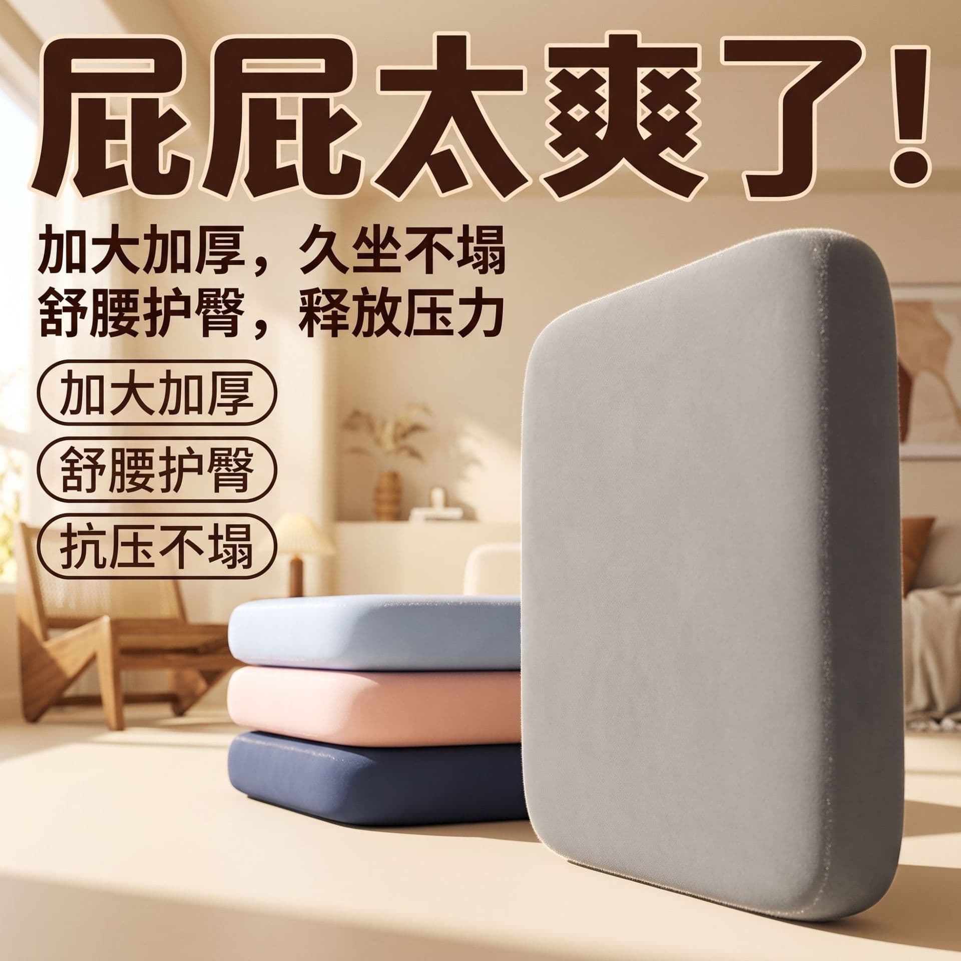 Memory foam cushion office chair cushion sedentary student classroom butt pad stool dining chair seat cushion breathable new